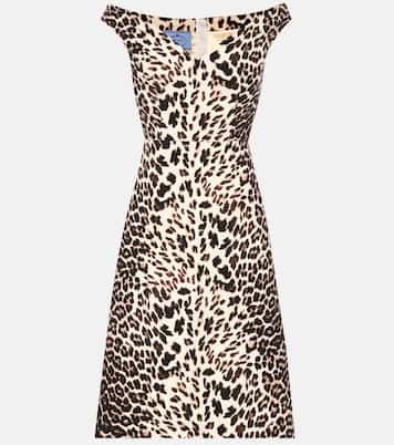 Leopard-print wool midi dress | Prada