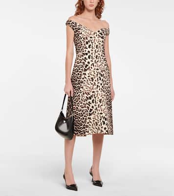 Leopard-print wool midi dress | Prada