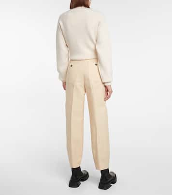 Pantalon tapered à taille haute en soie mélangée | Jil Sander