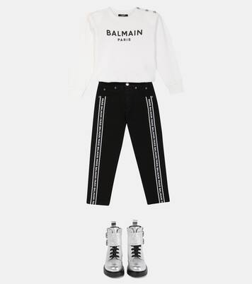 Logo cotton jersey sweatshirt | Balmain Kids