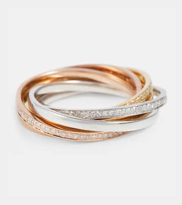 Rolling Orbit 18kt yellow, rose and white gold ring with diamonds | Shay Jewelry