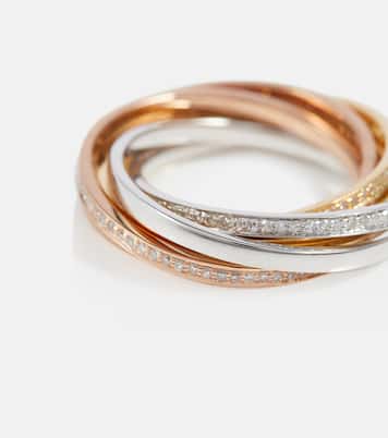 Rolling Orbit 18kt yellow, rose and white gold ring with diamonds | Shay Jewelry