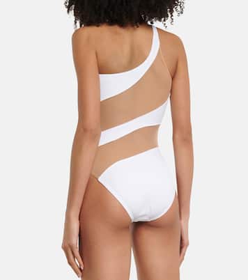 Mesh-paneled one-shoulder swimsuit | Norma Kamali