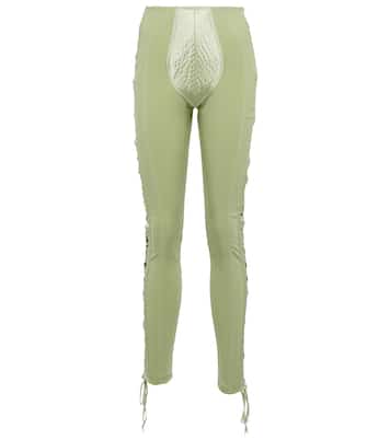 x Lotta Volkova Lace-up satin and mesh leggings | Jean Paul Gaultier