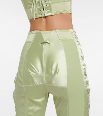x Lotta Volkova Lace-up satin and mesh leggings | Jean Paul Gaultier