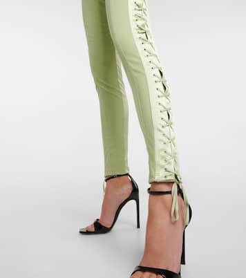 x Lotta Volkova Lace-up satin and mesh leggings | Jean Paul Gaultier