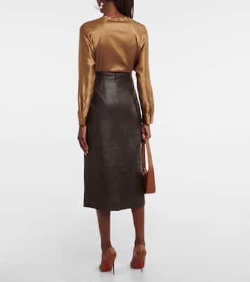 Falda midi de piel | Vince