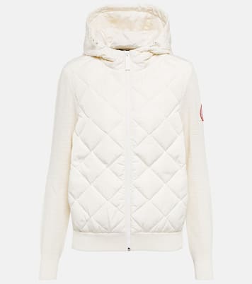 HyBridge down paneled wool hoodie in white Canada Goose Mytheresa