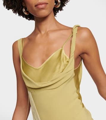 Fringe-trimmed crêpe and satin minidress | Victoria Beckham