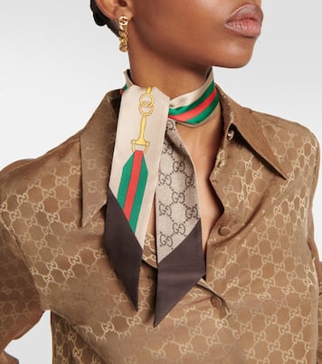 Sciarpa GG in seta con stampa | Gucci