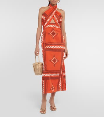 Vestido largo de algodón estampado | Johanna Ortiz