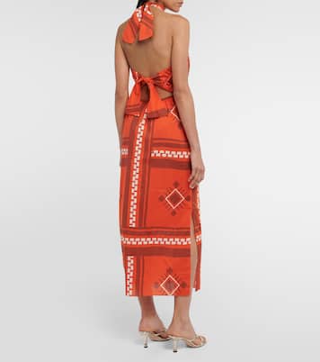 Vestido largo de algodón estampado | Johanna Ortiz