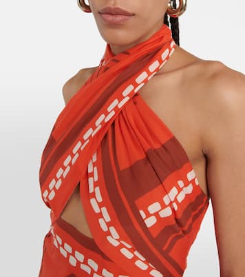 Vestido largo de algodón estampado | Johanna Ortiz