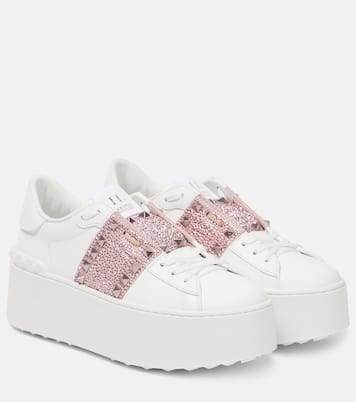 Rockstud Untitled leather platform sneakers | Valentino Garavani