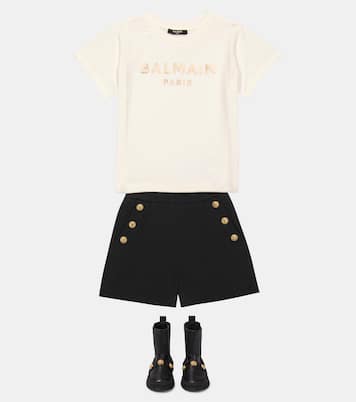 Camiseta en jersey de algodón con logo | Balmain Kids