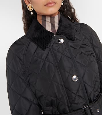 Quilted belted jacket in black Burberry Mytheresa
