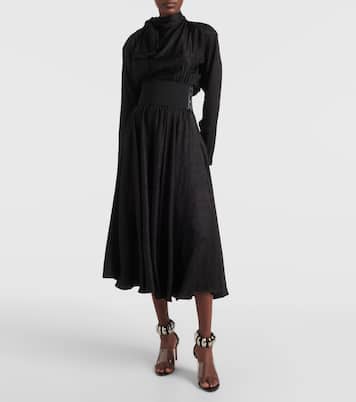 Abito midi in misto seta con fiocco | Alaïa