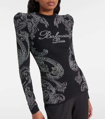 Top in jersey di misto cotone paisley | Balmain