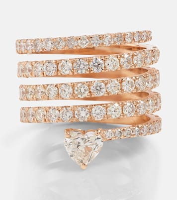 Diamond Spiral Heart 18kt rose gold ring with diamonds | Shay Jewelry