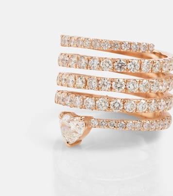 Diamond Spiral Heart 18kt rose gold ring with diamonds | Shay Jewelry