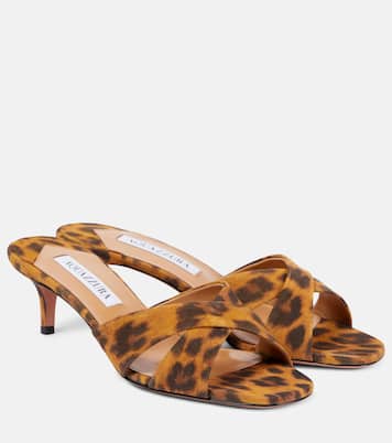 Mules Divine 50 en daim à motif léopard | Aquazzura