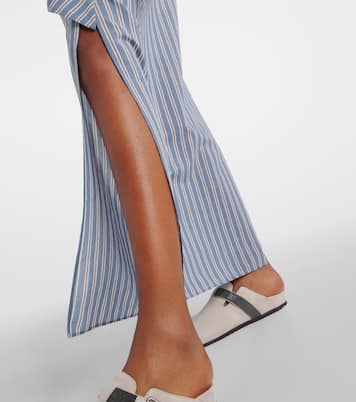 Striped cotton and silk wrap skirt | Brunello Cucinelli