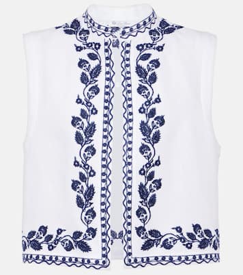 Gilet Dabney in lino con ricamo | Loro Piana