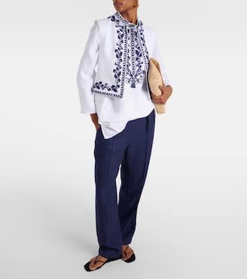 Gilet Dabney in lino con ricamo | Loro Piana