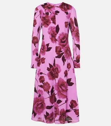 Abito midi in crêpe con stampa floreale | Erdem