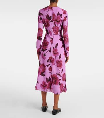 Abito midi in crêpe con stampa floreale | Erdem