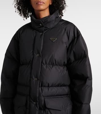 Faux fur-trimmed down jacket | Prada