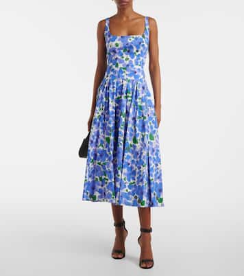 Vestido midi de mezcla de algodón floral | Carolina Herrera