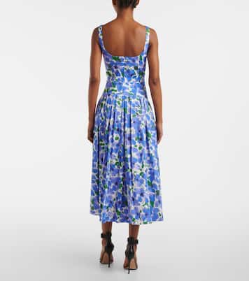 Vestido midi de mezcla de algodón floral | Carolina Herrera