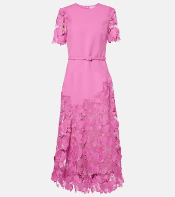 Vestido midi Orchid de mezcla de lana | Oscar de la Renta