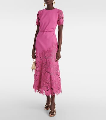 Vestido midi Orchid de mezcla de lana | Oscar de la Renta