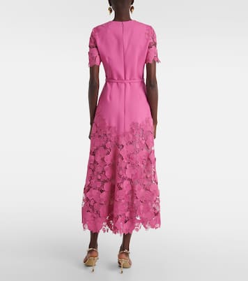 Vestido midi Orchid de mezcla de lana | Oscar de la Renta
