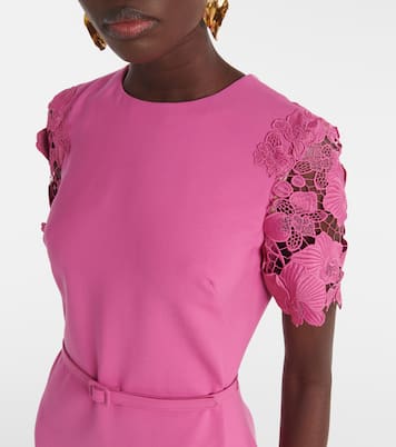 Vestido midi Orchid de mezcla de lana | Oscar de la Renta