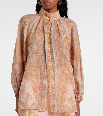Blusa Acacia Billow de ramio estampada | Zimmermann
