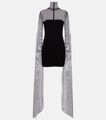 Turtleneck jersey and mesh minidress | Norma Kamali