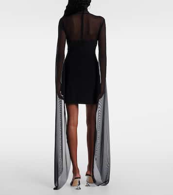 Turtleneck jersey and mesh minidress | Norma Kamali