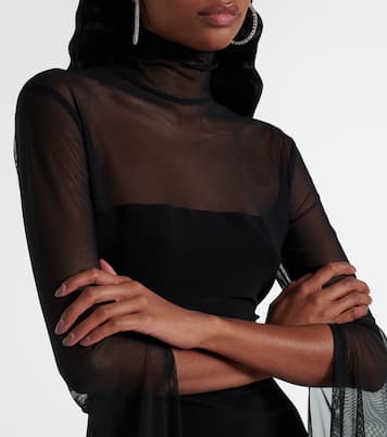 Turtleneck jersey and mesh minidress | Norma Kamali