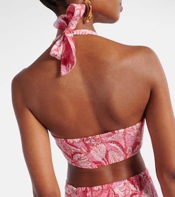 Carla pleated printed crop top | Poupette St Barth