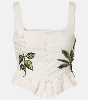 Eslabón Wild appliqué linen crop top | Agua by Agua Bendita