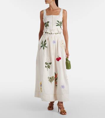 Eslabón Wild appliqué linen crop top | Agua by Agua Bendita