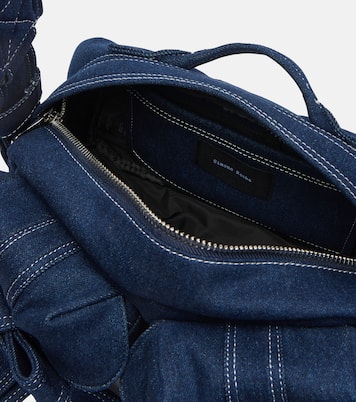 Beaded bow-detail denim shoulder bag | Simone Rocha