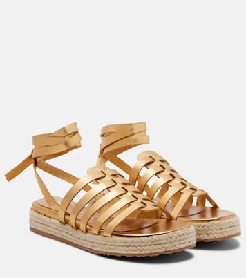 Espadrille-Sandalen aus Metallic-Leder | Gianvito Rossi
