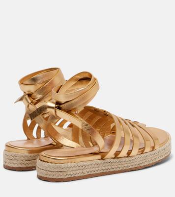 Espadrille-Sandalen aus Metallic-Leder | Gianvito Rossi