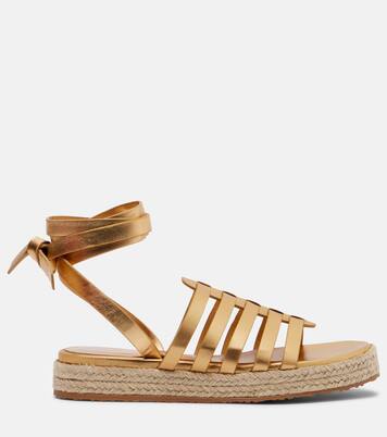 Espadrille-Sandalen aus Metallic-Leder | Gianvito Rossi