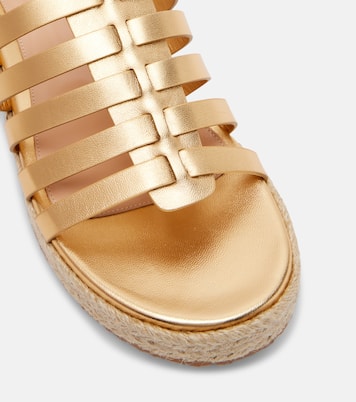 Espadrille-Sandalen aus Metallic-Leder | Gianvito Rossi