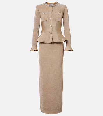 Crystal-embellished peplum lamé maxi dress | Self-Portrait